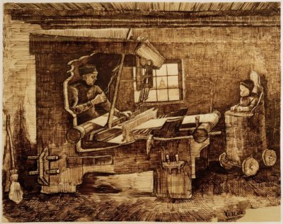 Weber med et lille barn i en høj stol af Vincent van Gogh